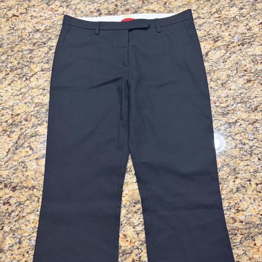 True Royal Ikram Mens Black Cotton Blend Textured Slim Trousers Pants Size 42 ws